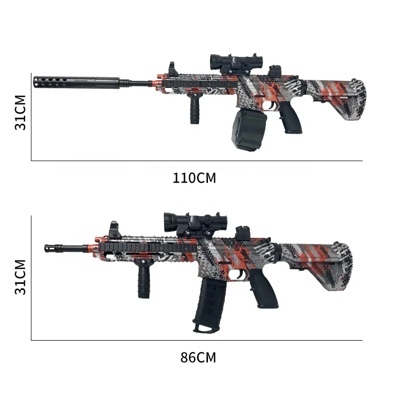 M416 ไฟฟ้าปืนไรเฟิล 7 มม.เจลระเบิดระเบิด Ammos ลูกสาด launcher ยิงต่อสู้ปืนของเล่นสมจริงสําหรับผู้ใหญ่