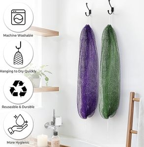 Lot de 3 éponges de bain africaines en loofah, longues éponges exfoliantes pour la douche, pour une peau lisse, design simple, coffret cadeau - Product Image 6