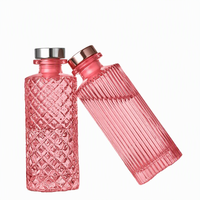 Bouteille diffuseur à roseaux en verre côtelé de 150 ml, transparente, avec bouchon en liège, pour aromathérapie et parfum d'ambiance