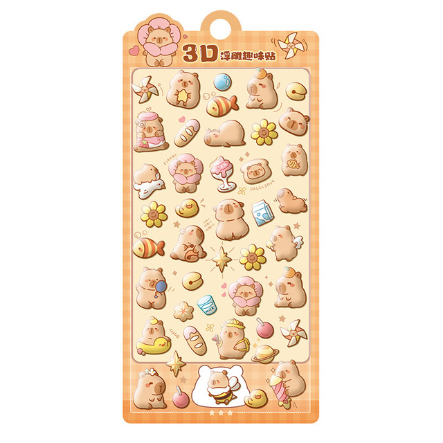 Wholesale 3D Foam Animal Puffy Cartoon Decal Custom Decorative Adhesive Phone Shell Stickers Gold Stamping for Promotional Gifts