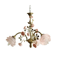 Lustre en cuivre doré de style français, luminaire suspendu de salle à manger de style américain vintage/mid-century moderne avec abat-jour en verre
