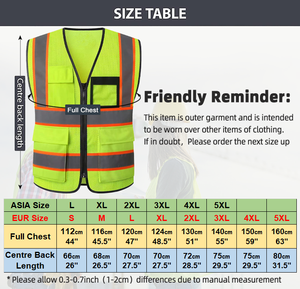 Vêtement de sécurité en maille pour hommes et femmes avec 5 poches et fermeture éclair sur le devant, haute visibilité, gilet de travail réfléchissant pour la construction - Product Image 2