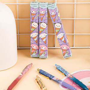 Set alat tulis kreatif estetika tinggi, pena menulis, tanpa sumbat, Gel halus, pena menulis, kartun keluarga, murid - Product Image 2