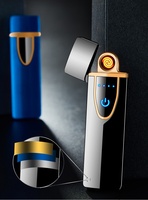 Briquet électrique à capteur tactile double face, en métal, sans flamme, rechargeable, réutilisable, électronique, USB