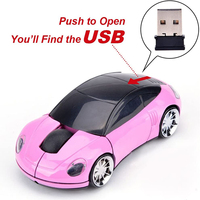 Ratón óptico inalámbrico en forma de coche 3D, 2,4 GHz, USB, con receptor para PC y portátil