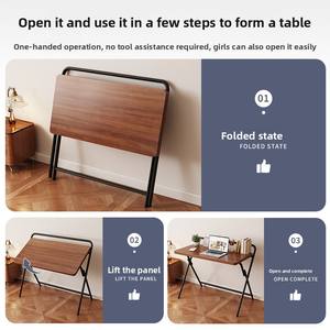 Table de chevet moderne pliable pour bureau d'ordinateur chambre à coucher pour petit appartement établi de bureau simple pour la maison salon debout - Product Image 2