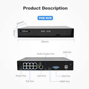 <span class=keywords><strong>SriHome</strong></span> 150m 3MP HD 8-CH POE Cámara para exteriores Kit de grabadora de video en red hasta 16 canales Monitor impermeable para el hogar - Product Image 2