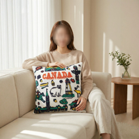 Housse de coussin brodée sur le thème du Canada, coussin de canapé nordique, housse de coussin décorative pour la maison
