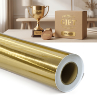 Vinilo Autoadhesivo PET Metálico Dorado Espejo, Rollo de Vinilo de Alto Brillo, Listo para Recortar, Resistente a la Decoloración, Ecológico, Resistente a la Intemperie, Comercial