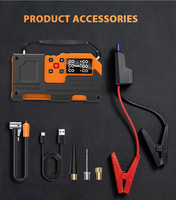 Kit d'urgence haute puissance 1000A, démarreur de batterie de voiture 10000mAh, batterie externe, lumière LED, gonfleur de pneus à charge rapide pour camions