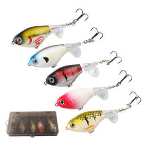 Ensemble de leurres de pêche Palmer 8cm 11g 5 pièces Whopper Plopper pour la pêche au black-bass, au poisson-chat, au <span class=keywords><strong>brochet</strong></span>, flottant, artificiel, de <span class=keywords><strong>surface</strong></span>, à hélice, dur - Product Image 1