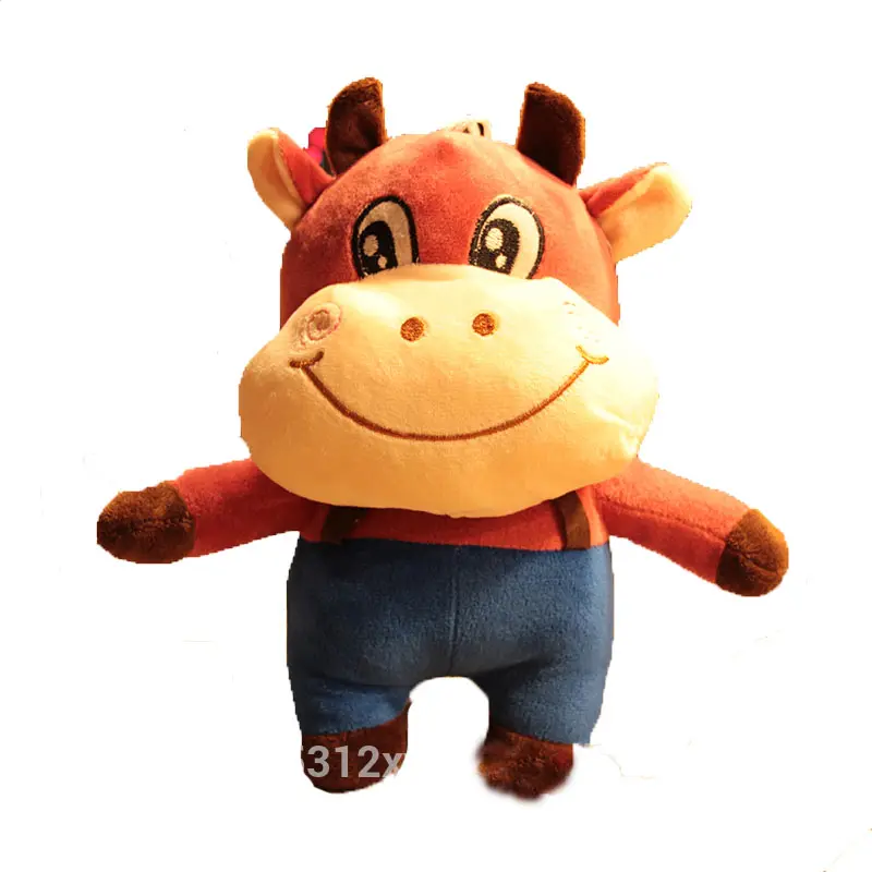 Juguete de peluche personalizado, nuevo diseño, vaca rellena con sonrisa bonita, con ropa