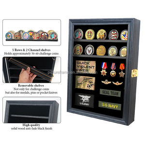Anpassbare Größe Medaillen Münz vitrine Shadow <span class=keywords><strong>Box</strong></span> Cabinet mit abnehmbaren Regalen Filz Hintergrund Anzeige Abzeichen & Auszeichnungen - Product Image 5