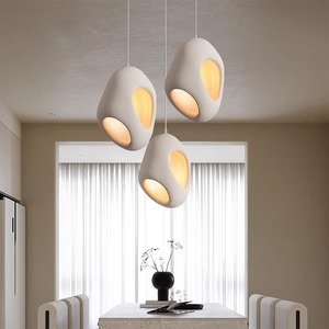 Japanese Style Wabi Sabi Pendant <b>Light</b> Oval White Led <b>Chandelier</b> For Living Room Dining Room Modern Minimalist Design - Product Image 1