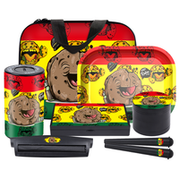 Cadeau de noël 6 pièces ensemble de fumer avec sacs en PU emballage Manuel Cigarette Machine plateau roulant broyeur personnalisé Kit de fumer