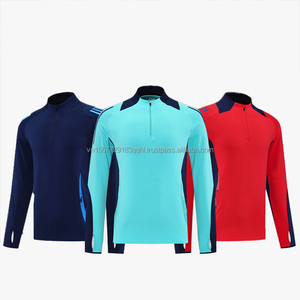 ชุดฝึกซ้อมฟุตบอลแขนยาวพิมพ์ลาย ชุดยูนิฟอร์มทีมแบบซิปครึ่งตัว 男女兼用 ปรับแต่งได้ ผลิตจากโพลีเอสเตอร์ 100% แห้งเร็ว ระบายอากาศได้ดี - Product Image 5