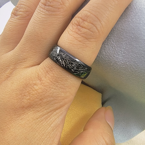 <b>Black</b> Ceramic <b>Ring</b> With Wood Grain Inlay For <b>Men</b> Women IP68 Waterproof Smart Access Control Tag NFC <b>Ring</b> Wearable <b>Ring</b> <b>Men</b> Women - Product Image 6