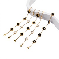 Gelang Trendy Lapis Emas 18K dari Baja Anti Karat dengan Hiasan Bunga Cangkang Alami Bentuk Hati, Pembawa Keberuntungan untuk Wanita (Grosir)