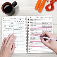 2023 A5 Logo personnalisé imprimé Fitness Journal planificateur habitude Tracker pour les entraînements fil et selle couture reliure emballé dans une boîte