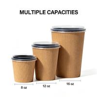 Gobelet en carton ondulé simple paroi imprimé sur mesure, isolant thermique, jetable, pour café, thé, boissons chaudes, vente en gros