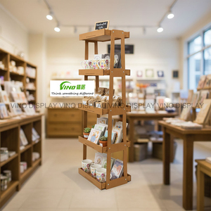 Étagère de présentation en bois à 5 niveaux Vino, présentoir de vente au détail, unité d'étagérage pliable - Product Image 1