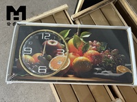 Décoration Murale Moderne Abstraite Nature Morte Fruits Horloge Murale Peinture sur Verre Affiche Imprimée pour Cuisine Salle à Manger