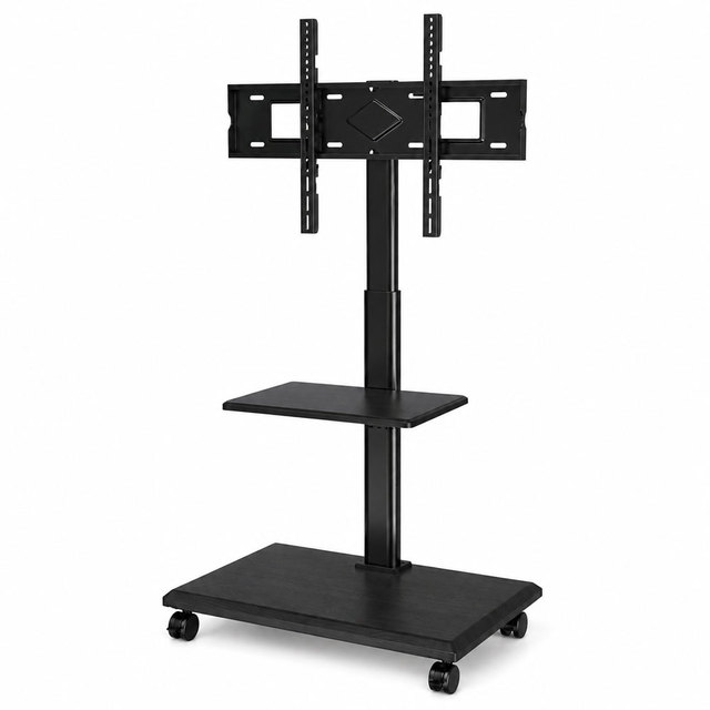 Mobile TV Display Stand 32-75 Inch Rolling TV Cart with Wheels 40KG Floor Mount for Conference Room Office Commercial Use
