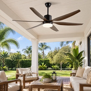 Ganzjähriger Komfort: 6-teiliger Deckenventilator mit ABS-Flügeln (168 cm), Beleuchtungsset, Mattschwarz-Design und dimmbarer <span class=keywords><strong>LED</strong></span>-Beleuchtung für Wohnzimmer und Terrasse - Product Image 2