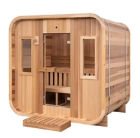 Kit de sauna extérieur préfabriqué en épicéa au design moderne 2024 avec véranda, poêle électrique en bois massif et panneau de commande informatisé