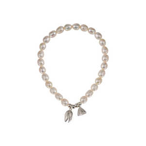 Natural <b>Lotus</b> Pearl Charm Bracelet S999 Pure Silver Fashion Accessory - Product Image 1
