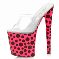 Pantoufles à talons hauts de 20 cm, chaussures à plateforme, Club, talons aiguilles, pôle, danse, bande, été