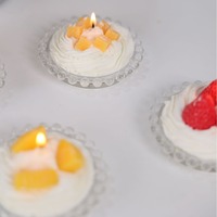 Bougie parfumée artisanale au parfum de gâteau aux fruits, en cire de soja, design dessert, décoration framboise mangue, pour décoration intérieure, boutique de cadeaux, OEM personnalisé