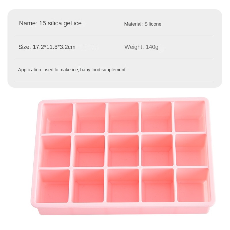 Bac à glaçons en silicone 15 grilles rose