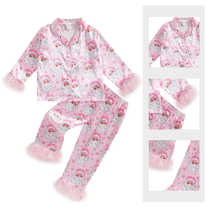 Ensembles de vêtements d'hiver pour filles 2025 Nouveau <span class=keywords><strong>pyjama</strong></span> d'Halloween en satin et soie pour bambins fille et garçon Ensemble de <span class=keywords><strong>pyjama</strong></span> 2 pièces Offre Spéciale boutonné - Product Image 2