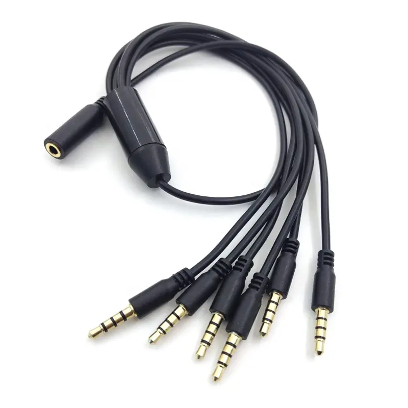 Customized 50cm 1 To 5 Splitter Female To Male Extension 3.5 Audio Cable 3.5mm Audio Adapter Cord Cable