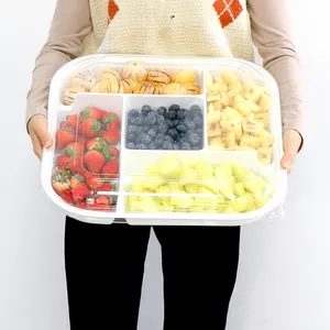 Récipient jetable pour fruits frais coupés Boîte à salade de fruits en plastique Conteneur d'emballage Boîtes en plastique pour plateau de fête de fruits