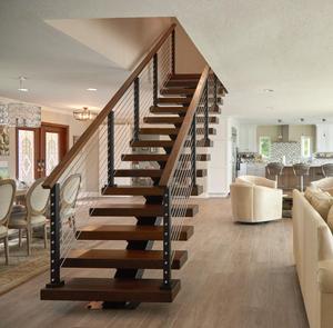 Escalera <span class=keywords><strong>de</strong></span> Acero Moderna <span class=keywords><strong>de</strong></span> Dos Pisos, Directo <span class=keywords><strong>de</strong></span> Fábrica en Foshan, con Viga <span class=keywords><strong>de</strong></span> Acero, Recubrimiento en Polvo, Acero al Carbono, Monostringer, Barandilla Interior - Product Image 5