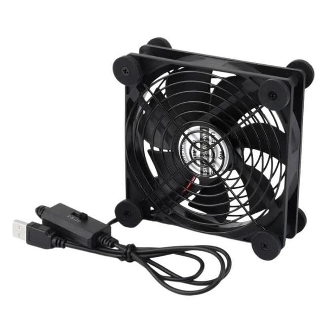Waveshare 34398 USB 5V 120mm Quiet Cooling Fan, 3-Speed Adjustable, PWM Control, High Airflow, Anti-Vibration Design, Single