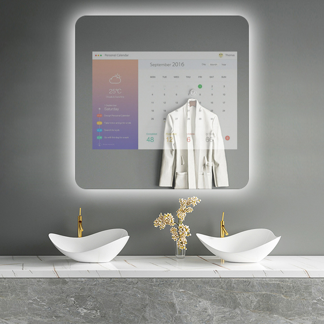 22/27/43 Inch Intelligent Android square Slim Wireless Touch Screen Bathroom Magic Smart Mirror with Tv