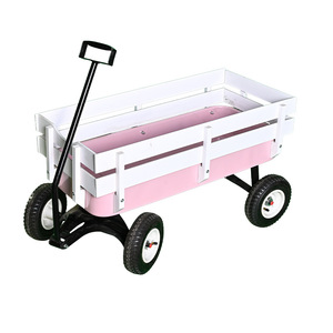 Carrito de Herramientas de Jardín de 4 Ruedas, Marco de Acero y Madera Blanca, Desmontable, para Transporte de Herramientas al Aire Libre - Product Image 1