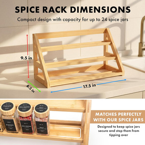 Bamboo Spice <b>Rack</b> Organizer 3 Tier Holds 24 Jars Standing <b>Kitchen</b> Cabinet <b>Storage</b> - Product Image 3