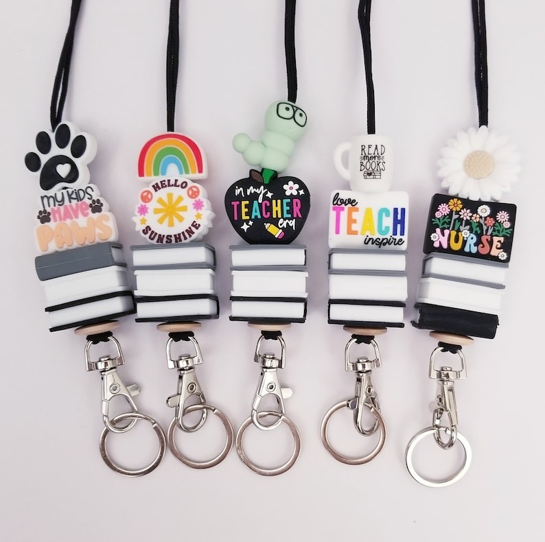 Hot Selling Fashion Silicone Faceted Beads Lanyard Keychain Pencil Colors Blank Crayon Acrylic for Teachers Image 2