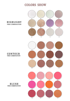Palette de maquillage personnalisée sans logo, fard à joues minéral haute pigmentation, illuminateur lisse, poudre pressée waterproof, illuminateur