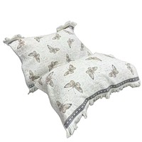 Vente en gros usine Housse de coussin carrée 100% chanvre motif papillon teinte en fil avec pompons pour salon ou hôtel