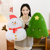Ensemble de coussins en peluche de Noël en gros avec sapin, renne et bonhomme de neige, grand coussin doux pour la décoration de la maison et les cadeaux