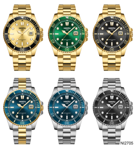 Montre à quartz classique pour homme NIBOSI 2705, bracelet en acier inoxydable bicolore or et argent, lumineuse, étanche, montre-bracelet pour homme d'affaires - Product Image 6