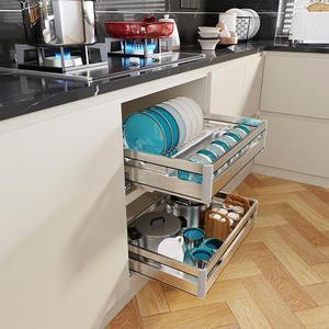 Large <strong>Kitchen</strong> 2 Tier Sliding Cabinet <strong>Basket</strong> <strong>Pull</strong> Out Organizer Drawer Pantry Under Sink Desktop Storage Dish Rack - Product Image 5