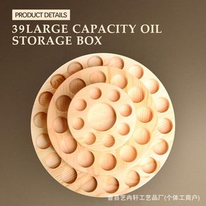 Wooden Essential Oil Organizer Desktop Storage Rack For Lipstick And Decanter Bottles <b>Pine</b> Wood Natural Color - Product Image 4