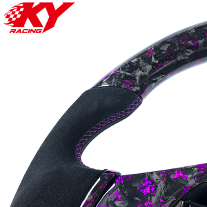 Volante de carreras personalizado en fibra de carbono forjada morada con cuero negro, adecuado para Mitsubishi EVO de 9ª generación. - Product Image 2