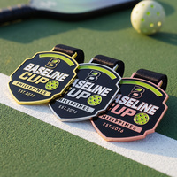 Médaille personnalisée en alliage de zinc émaillé avec logo, or, argent, bronze, en forme de bouclier, pour la compétition sportive de pickleball